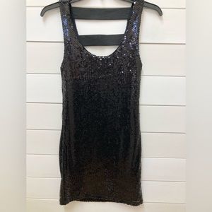 Black Sequin Mini  Dress EUC